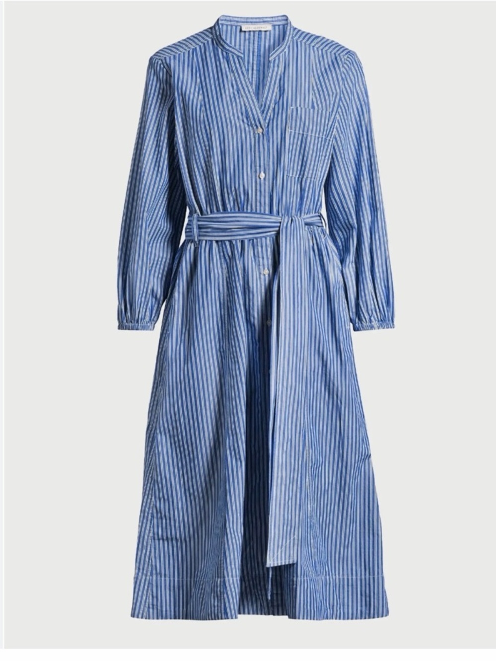 Great condition Free Assembly size L/12 Blue Striped Midi Dress. Missing sash. - Picture 3 of 11